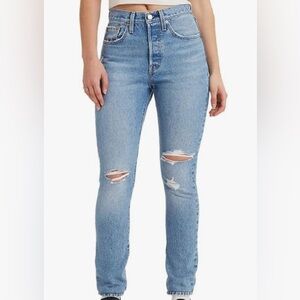 NWT Levi’s 501 skinny in ‘medium indigo destructed’ 25x30